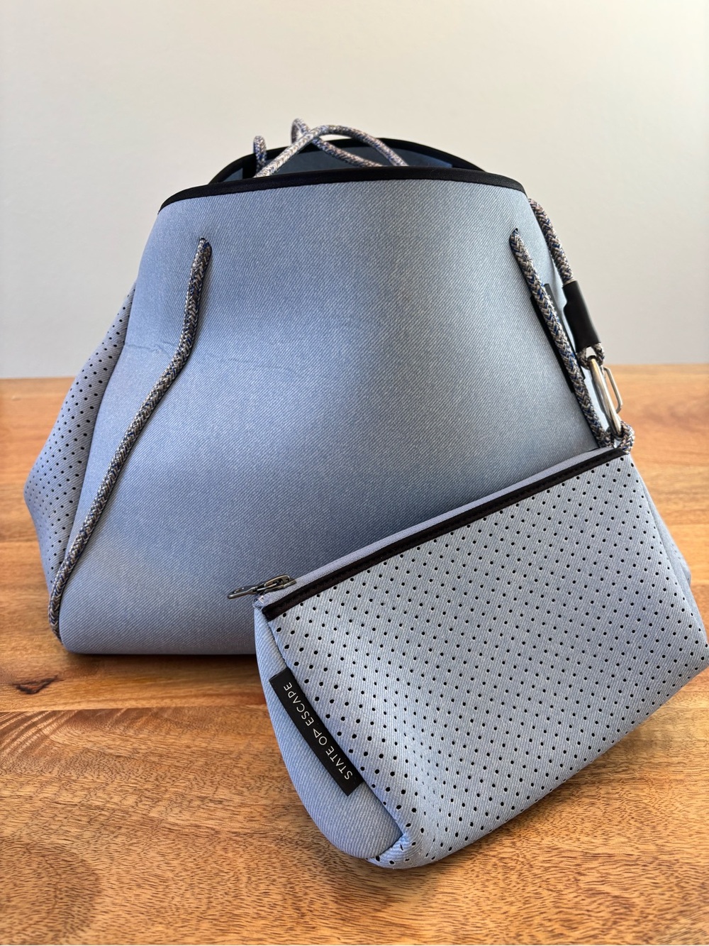 State of Escape Guise Tote Bag Denim Super Fade Neoprene Luxury Shoulder Pouch